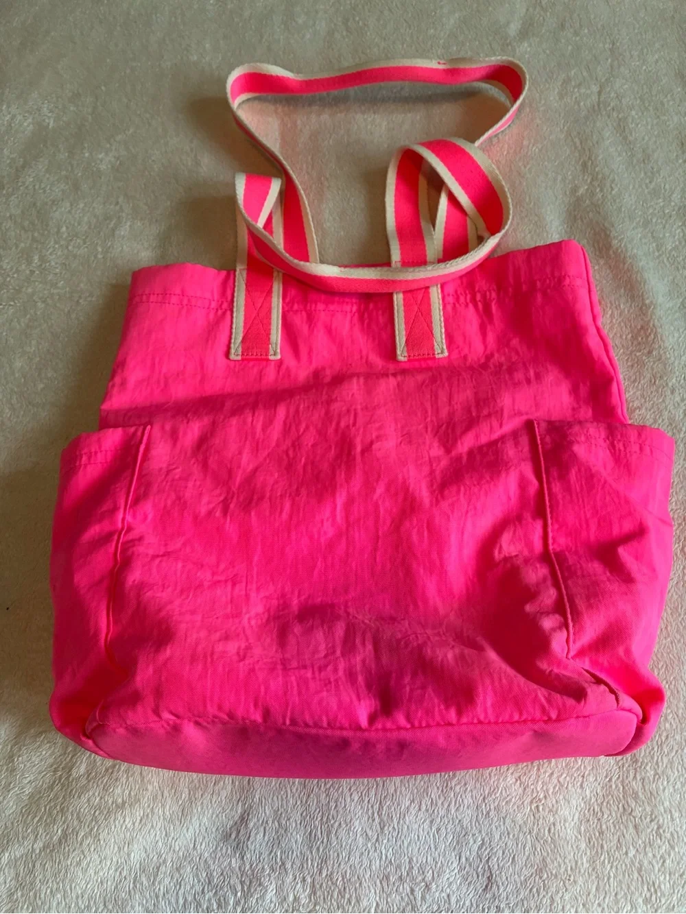 Universal Thread Hot Pink Tote with Contrast Cream Straps